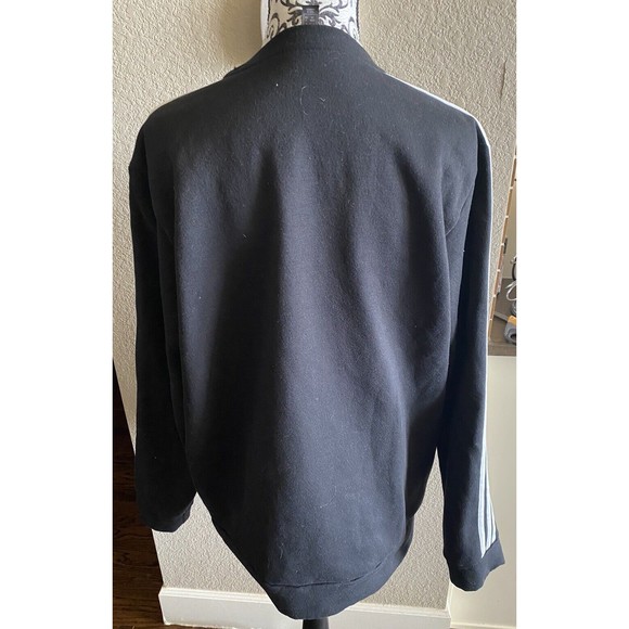 Adidas L sweatshirt mens size Large Lg black white Pullover Top Striped Sleeves - Picture 4 of 7